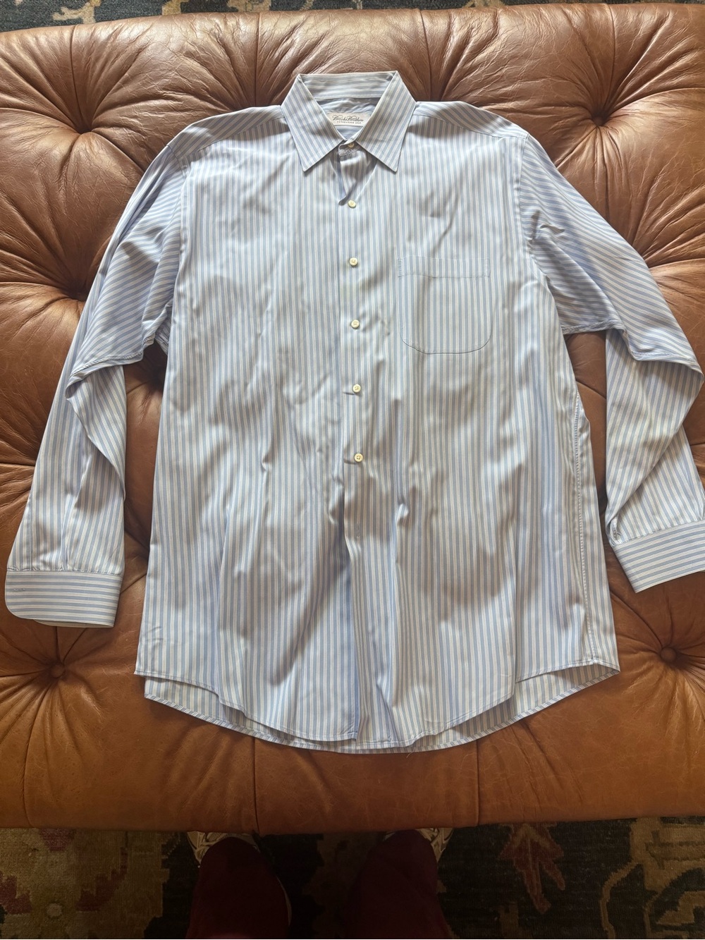 Brooks Brothers Blue and White Stripe Dress Shirt